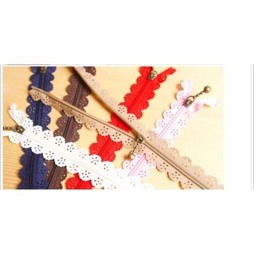 Wholesale 5pcs/lot 20CM Hollow Lace Zipper for sewing Antique Bronze puller flower novelty 6 colors Free Shipping