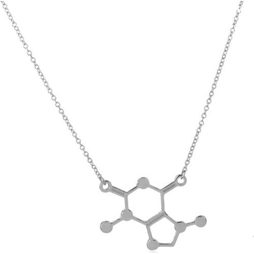 1Pc New Jewelry Gold Silver Plated Chocolate Molecule Pendant Necklace Chemistry Science Anime Couple Love