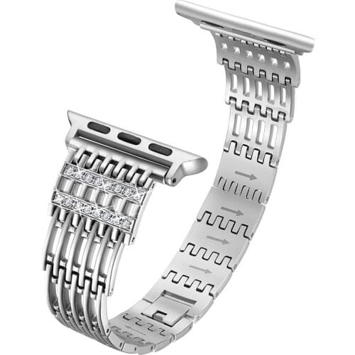 Strap For Apple Watch 5 4 Band 40mm 44mm Stainless Steel Metal iWatch 1 2 3 band 38mm 42mm Gemstone Bracelet Watch Accessories