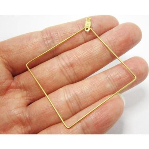Brass ear hoops 62x55x0.7mm Square Raw brass earrings findings Geometic ear wire R337