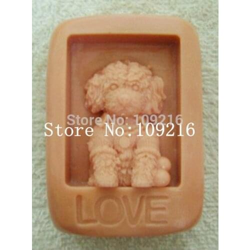 Wholesale!!!1pcs LOVE&Dog (zx534) Silicone Handmade Soap Mold Crafts DIY Mold