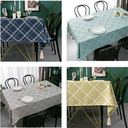 Tablecloth Tea Table Cloth Mat Waterproof And Anti-scalding Table Cloth Lattice Table Mat Ins Fabric Tablecloth Cotton And Linen