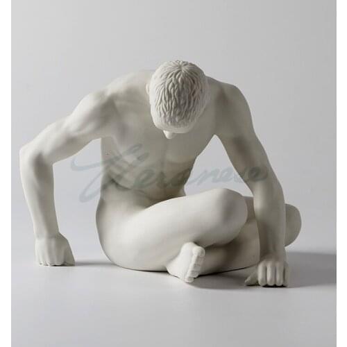 MODERN CERAMIC CHARACTER SCULPTURE NUDE ART MAN STATUE ABSTRACT THINKER FIGURINE GAY ANGEL JUVENILE ORNAMENT CRAFTS