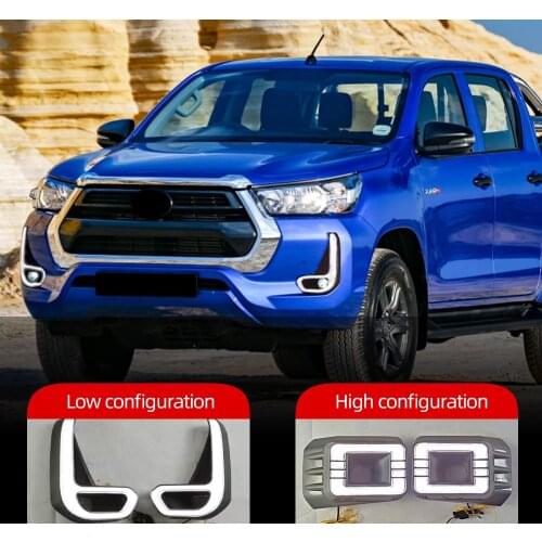 Car Flashing 2PCS LED Daytime Running Light For Toyota Hilux Revo 2020 2021 Turn Yellow Signal Relay Car 12V LED DRL Day Light