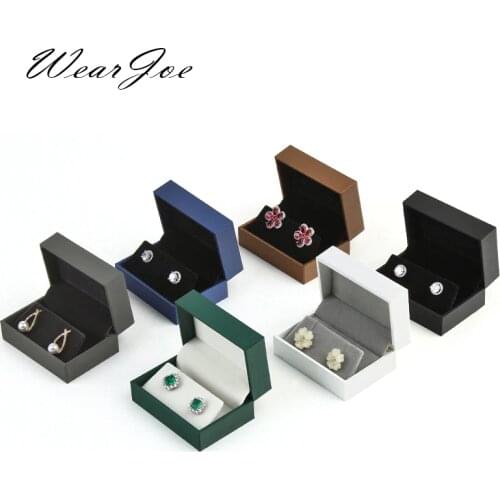 Stud Hook Drop Earrings Display Box Leatherette Paper Velvet Jewelry Gift Pendant Necklace Presentation Storage Boxes Wholesale