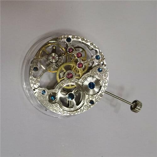 17 Jewels Full Skeleton 6498 Hand Winding Movement Replacement Watch Spare Parts