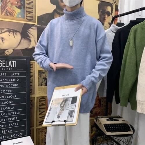 Winter Turtleneck Sweater Mens Slim Warm Fashion Casual Knitted Pullover Men Multicolor Long Sleeve Sweater Mens Clothes M-3XL