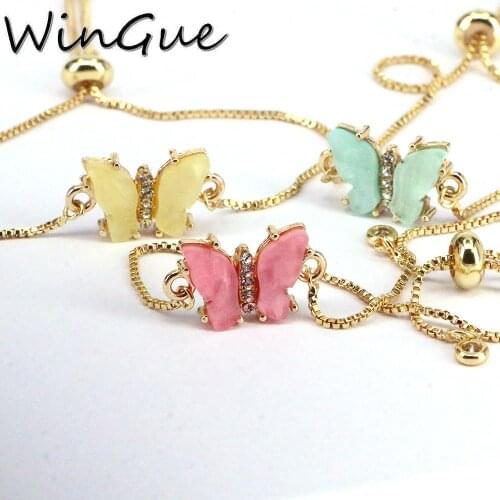 1PCS, Beautiful Cute Butterfly Charm Bracelet For Women Girl Resin Butterfly Pulseras Mujer Bijoux Femme Female Fashion Jewelry