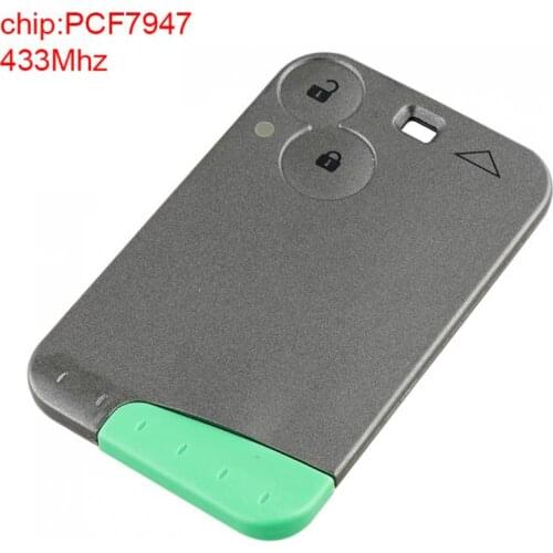 1pcs Durable 433 Mhz 2 Buttons Replacement Remote Card Smart Car Key with PCF7947 Chip fit for Renault Laguna