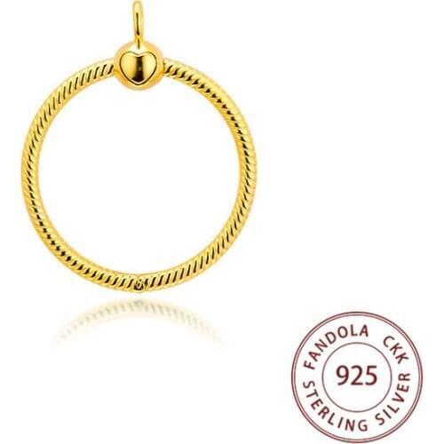 100% Real 925 Sterling Silver Pendants Shine Moments Medium O Pendant Necklaces Original Jewelry Making collares Without Chain