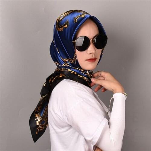 2020 Fashion Kerchief Silk Satin Neck Scarf For Women Print Hijab Scarfs Female 90*90cm Square Shawls and Wraps Scarves For Lady