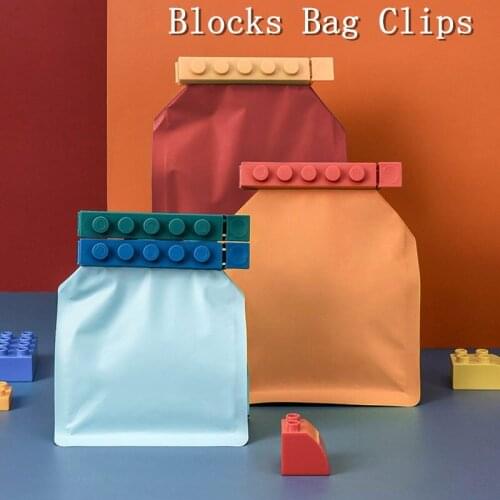 4Pcs/Set Large Food Sealing Clip Kitchen Preservation Clip Snack Plastic Bag Clip Stick Blocks shape Sealing Clip Kitchen Tools