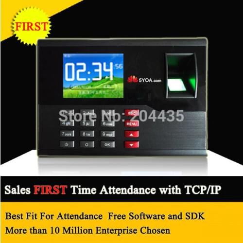 5YOA Biometric Fingerprint Time Attendance TCP IP TFT Energy-Saving Recorder Clock System Recording RFID Card Free Shipping