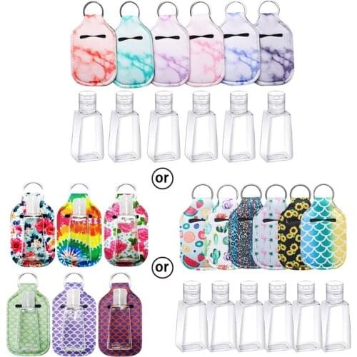 H7JC 6pcs Empty Travel Size Bottle for Soap Liquids Hand Sanitizer Keychain Holder 30ml Flip Reusable Refillable Bottles