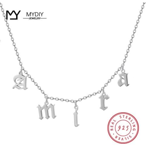 925 Sterling Silver Personalized Name Marking Vintage Necklace Letter Custom Name Pendant Name Mothers Day Gift Girlfriend