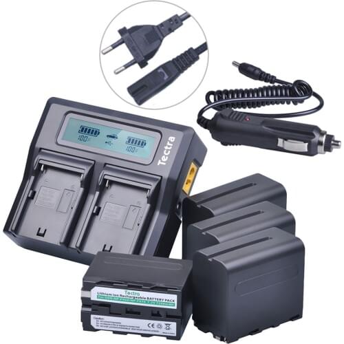 7.2V 7200mAh 4Pcs NP-F970 NP-F960 NPF960 NPF970 battery + 1 Ultra Fast 3X faster Dual Charger for Sony HVR-HD1000 Batteries