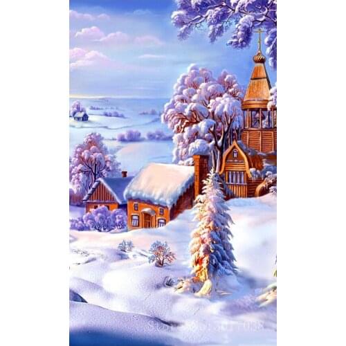 Diamant 5D Diy Diamond Painting Cross Stitch Village Of The Snowy Weather Needlework Diamond Embroidery Full Diamond Decorative