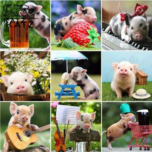 Diamond Painting Animal Pig Picture Embroidery Crossing Leisure Pet Diy Mosaic Art Gift Fairy Tale Cross Stitch Home Decoration