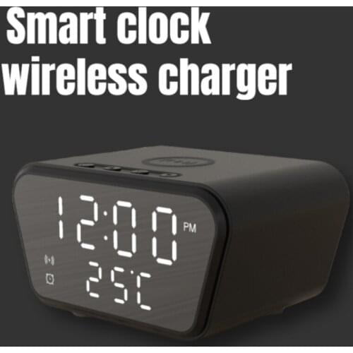 Wireless Fast Charging Qi Digital LCD Alarm Clock Charging Pad Mobile Phone Chager For iPhone SamsungTYPE-C Port Alarm Clock