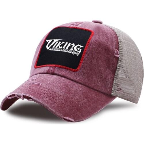 Outdoor Unisex Breathable Mesh Baseball Caps Vikings Vintage Print Snapback Hat Cotton Casual Trucker Hat Adjustable Golf Cap