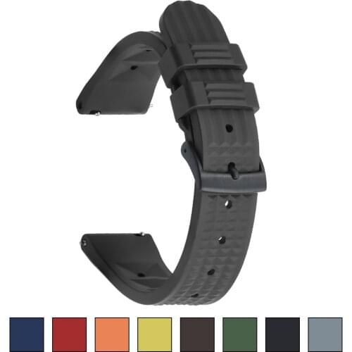 Quick Release Fluoro Rubber Watch Band Waffle 20MM 22MM Watch Strap For Seiko Diving Waterproof Bracelet Accessories Replacement