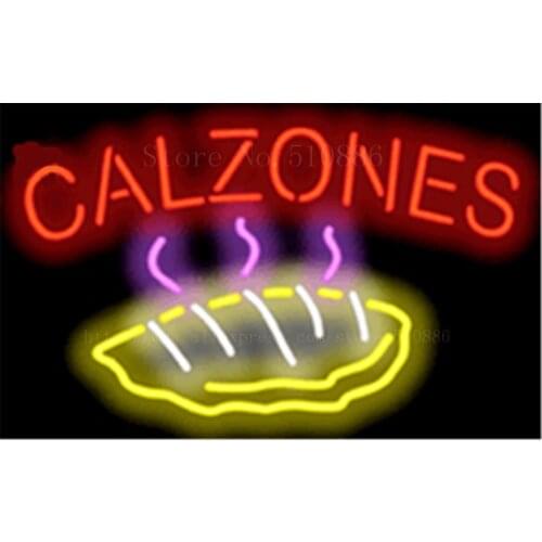 Calzones NEON SIGN REAL GLASS BEER BAR PUB LIGHT SIGNS store display Restaurant Advertising food pizza dinning Lights 17*14"