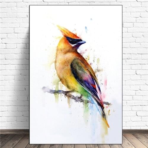 Cedar Waxwing Watercolor Bird Canvas Posters Prints Wall Art Painting Decorative Picture Modern Home Decoration Accessories HD