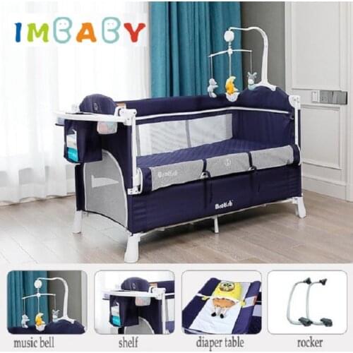 IMBABY New Brotish Baby Crib Splicing Large Bed Removable Multifunctional Portable Folding Newborn Baby Game Bed Cradle Bed Nest