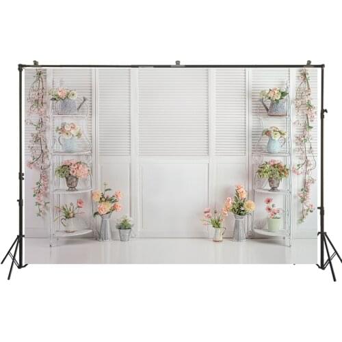 Spring Photography Backdrop Pink Flower Rattan Garden Decorations Girl Portrait Backdrop Party Background Floral Poster Banner