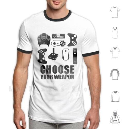 Gaming Joystick Choose Your Weapon - Choose Weapon T Shirt Print For Men Cotton New Cool Tee Old School Controllers Game