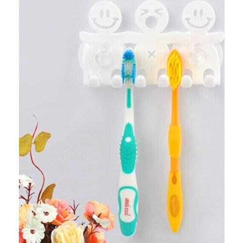 ILFML Creative Cute Smiling Face Toothbrush Holder Wall Sucker Toothpaste Storage Rack Bathroom Organizer Accessories Tools