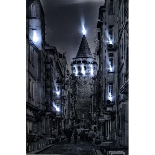 ION Canvas Table Led Canvas Painting Black White Galata Tower Wall Decoration Fashion Luminous Table