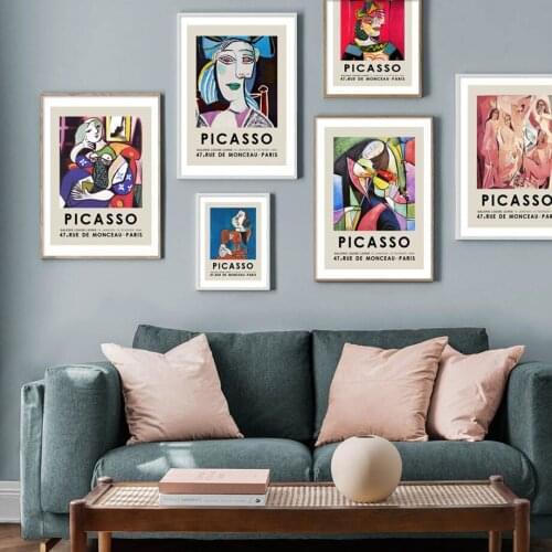 Modern Abstract Art Wall Mural Color Girl Picasso Exhibition Poster Canvas Painting Living Room Home Wall Decoration Cuadros