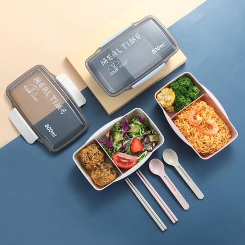 Wheat Straw Bento Box Japanese-style Compartment Bento Box 2020Microwaveable Heating Kitchen Food Container Gift Tablewar