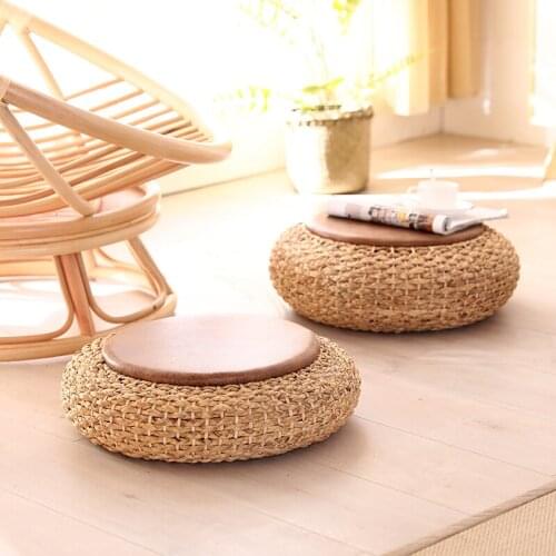 Bed & Breakfast Rattan Futon Cushion Thick round Floor Meditation Cushion Straw Balcony Japanese Style Cushion Tatami Cushion