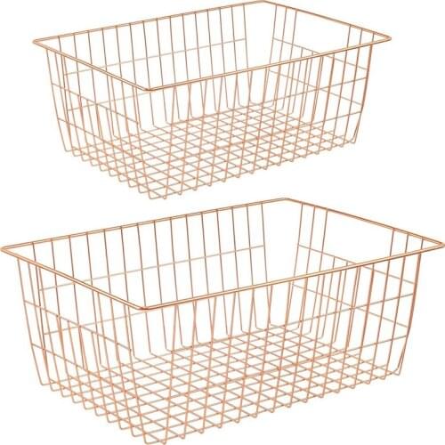 Wire Stroage Baskets,Farmhouse Metal Wire Basket Freezer Office Storage Organizer Bins with Handles for Kitchen Cabinets