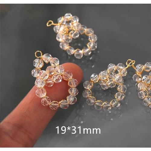 Min order 30pcs/lot transparent beads rounds shape handmade winding copper floating locket charms diy jewelry earring accessory