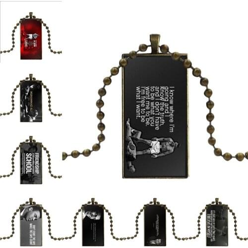 Fashion Glass Cabochon Pendant Necklace With Women Bronze Plated Statement Jewelry For Women Muhammad Ali Quotes