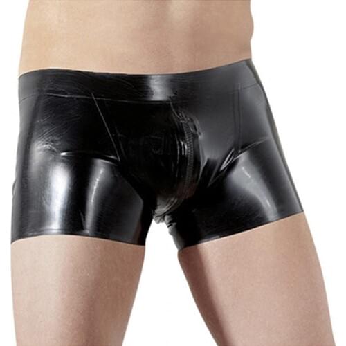 Men Leather Boxer Shorts Wetlook Clubwear Gay Underwear Front Zipper to Crotch Erotic Boxershorts Men Lingerie Leather Underpant