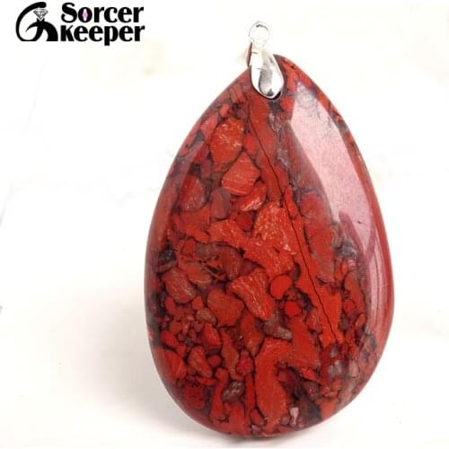 Real Natural Bloodstone Gem Stone Pendant Necklace Polished Drop Agates Slice Fashion Crystal Beads For Jewelry Making BE680