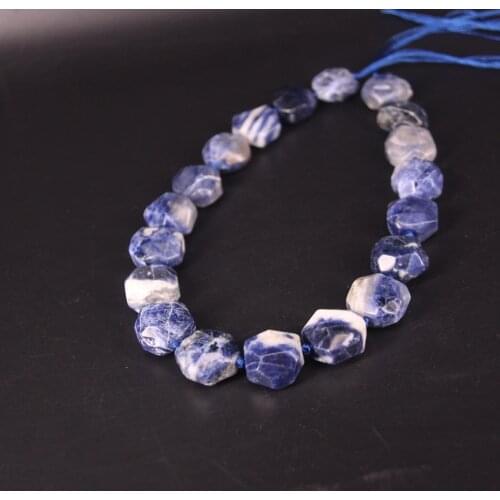 15.5"strand Natural Blue Sodalite Stone Faceted Nugget Loose Beads,Cut Gems Slab Pendants Necklace Bracelets Jewelry Making