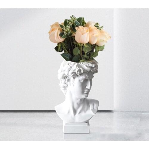 New Creative David Sculpture Resin Pen Holder Desk Organizer Makeup Brush Organizer Flower Pot Vase Resin Art Craft Decor
