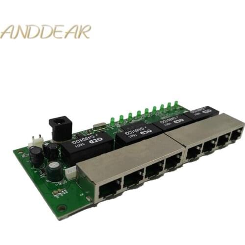OEM PBC 8 Port Gigabit Ethernet Switch 8 Port met 8 pin way header 10/100/1000 m hub 8way power pin Pcb board OEM schroef gat
