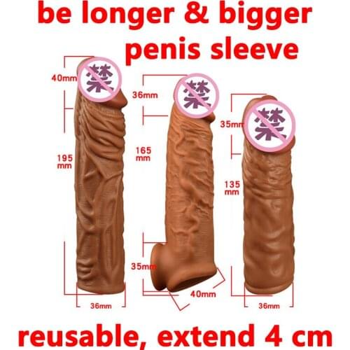 Reusable Condom Real Skin Extender Enlargement Penis Sleeve For Men Dildo Condoms Vaginal Stimulation Delay Ejaculation Sex Toys