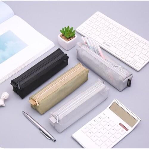 Sold Color Large Capacity Nylon Pencil Case Cute Girl Ins Waterproof Pencils Box Stationery School Pen Storage Bag
