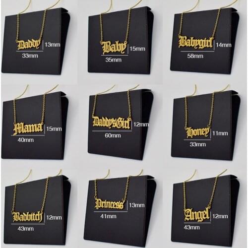 QIAMNI Letter Initial Alphabet Necklaces Angel Honey Daddys'Girl Baby Babygirl Mama Brat Princess Pendant Necklaces Choker Gift