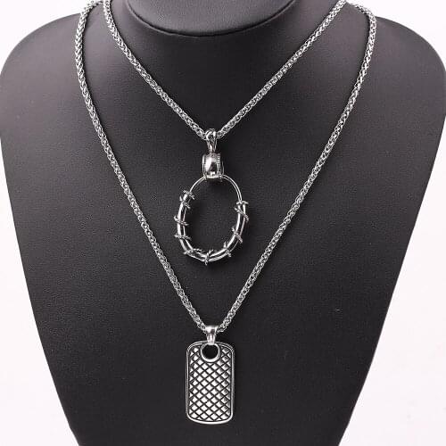 Retro rattan Geometric Necklace Mens Hip Hop Rock Style Fashion Rapper Cool Jewelry Accessories To Send Friends Party Gifts