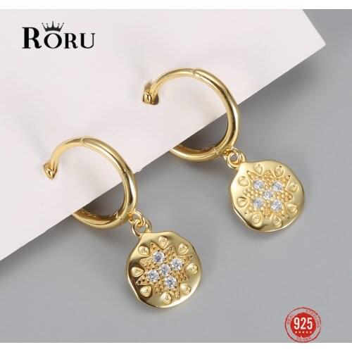 Real 925 Sterling Silver Earrings Vintage Baroque Mini Hoop Earrings Cute Circle Earrings Gold Color Fine Jewelry for Women