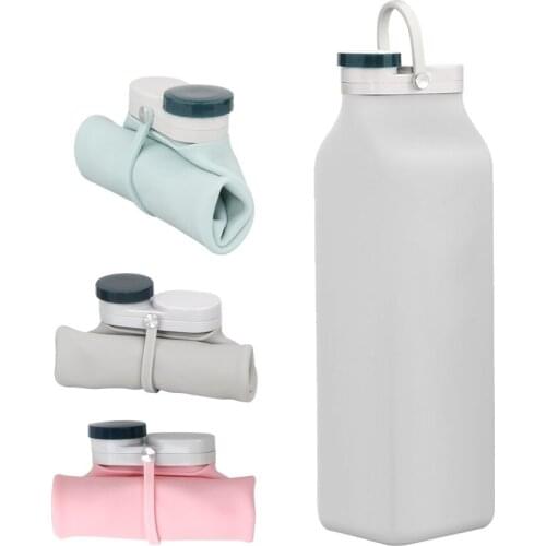 ZK50 Outdoor 600ml Silicone Collapsible Water Bottle Food Grade Portable Folding Camping Water Drink Bottle for Travel