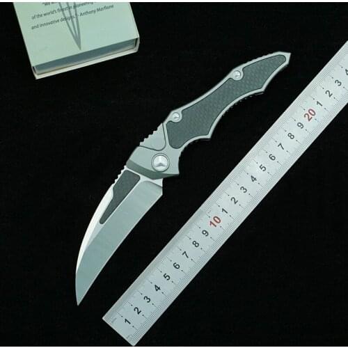 New MT Foldable D2 Blade Aluminum+CF Handle Outdoor Camping Survival Kitchen Fruit Knife EDC Tool Knife Collection Gift